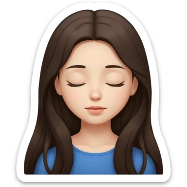 closed eyes long hair brunette girl sticker