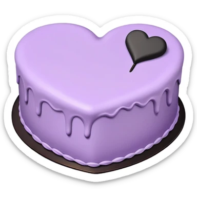 Vintage style heart shaped cake, pastel purple with black  sticker