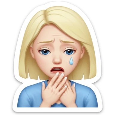Woman choking herself crying  sticker