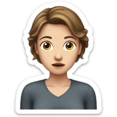 Brown hair young White women, worried face sticker