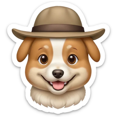 dog wearing a hat and smile sticker