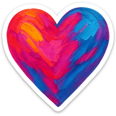 heart with a painterly gouache effect sticker