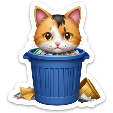 Kitty in a trash can sticker