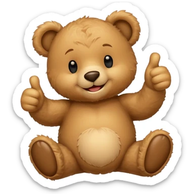 cartoon teddy bear giving thumbs up, floating text 'so sweet of you' emoji style sticker