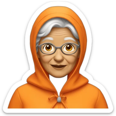 Orange raincoat granny in headscarf sticker
