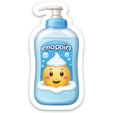Bottle with a sticker for bath foam   sticker