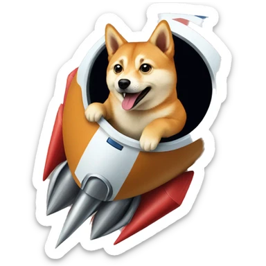 elon musk riding a rocket to mars made of doge sticker