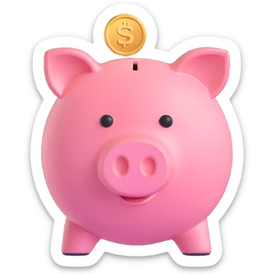 piggy bank with a coin sticker