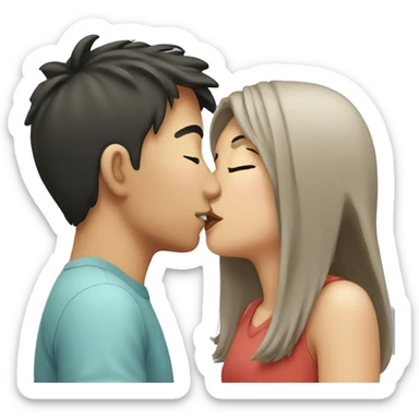 Asian girl kissing her boyfriend  sticker