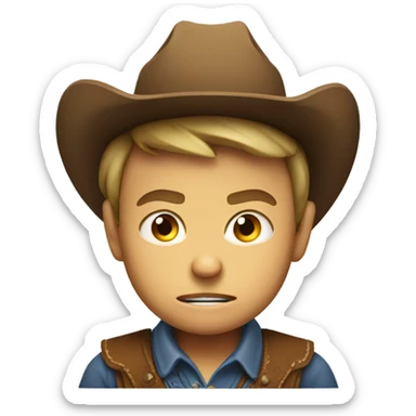 an angry American cowboy child sticker