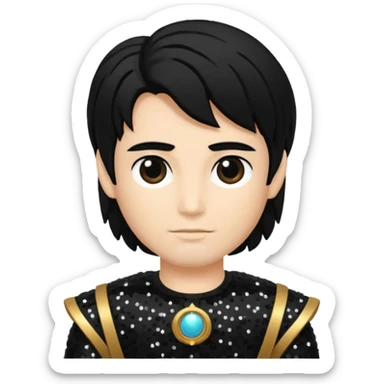 Saturn, God of Time with black hair, black sequin outfit sticker