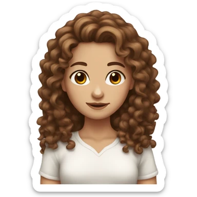 White skin girl with brown long curly hair sticker