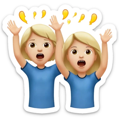 two children scream loudly looking up at full height sticker