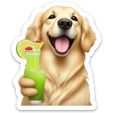 Golden retriever with a margarita  sticker