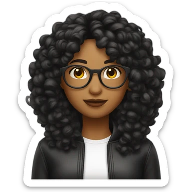 Chica lentes pelo negro piel blanca  sticker
