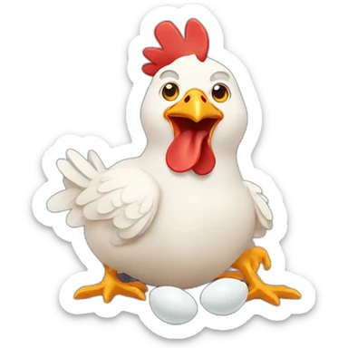 Chicken eating eggs sticker