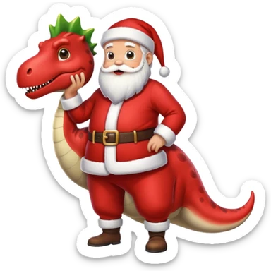 Santa clause dinosaur sticker