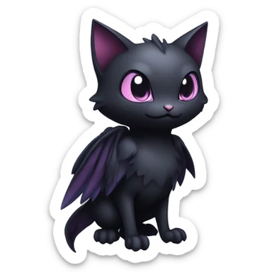 Cool Cute Edgy Dark Black Chibi Noibat-Cat-Pokémon-Fakémon-hybrid sticker