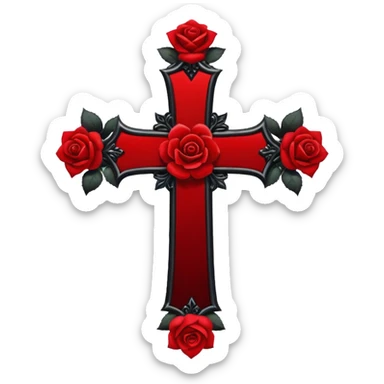 goth cross with roses sticker