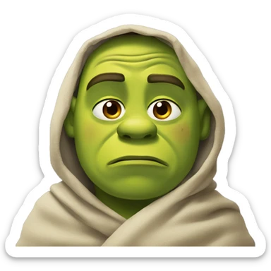 Shrek sad with blanket around sticker