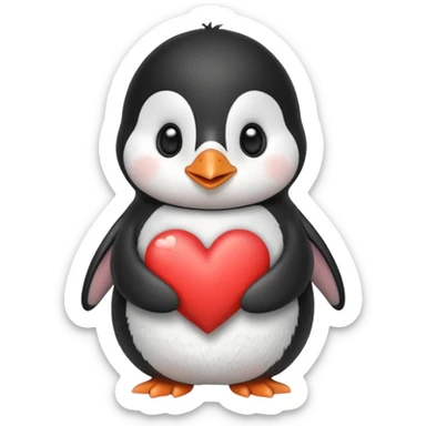 Cute penguin with holding heart sticker