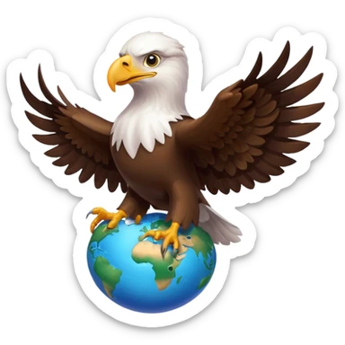 Un águila amigable abrazando un mundo sticker