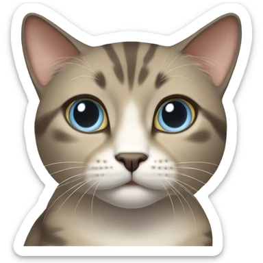 Thai breed realistic cat with a light cream -brown body, dark gray-brown face, ears, and paws. Short fur, sharp ears, striking light blue eyes  sticker