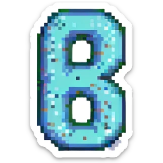 number 7, pixel art style, with drop shadow sticker