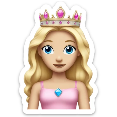 blonde princess with blue eyes with pink princess crown sticker