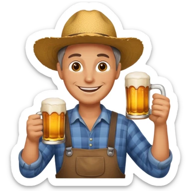 Farmer with a beer in hand happy  sticker