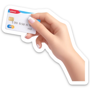 bank card in a female hand with manicure, side view, clean white color, soft shadows and highlights, no decoration sticker