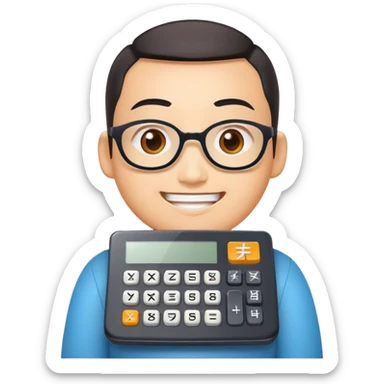 Calculator character with Chinese letters for Yi-Cheng Chen sticker