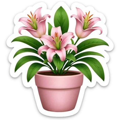 pink lily flower pot sticker