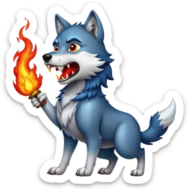 a fire breathing wolf sticker