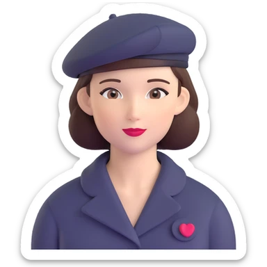 Parisian woman wearing a beret hat sticker