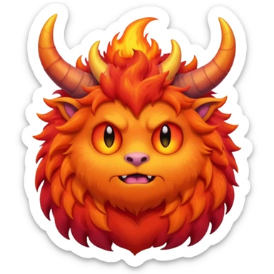 Sleepy cute fluffy flaming monster sticker