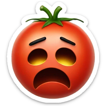 Sad face hit by a tomato sticker