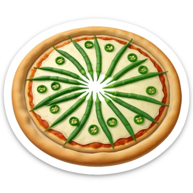 pizza crust with bright green garlic scapes on top sticker
