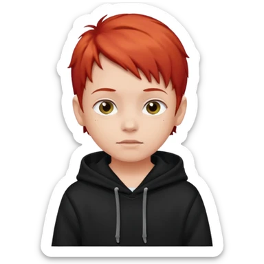 child with red hair and black hoodie sticker