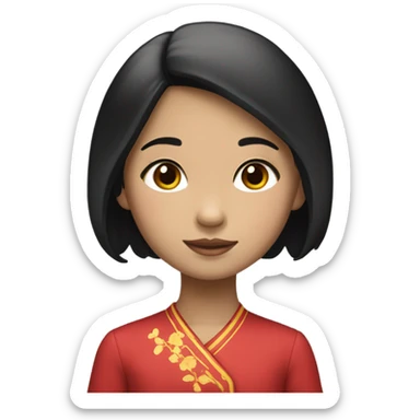 niña china de pelo negro sticker
