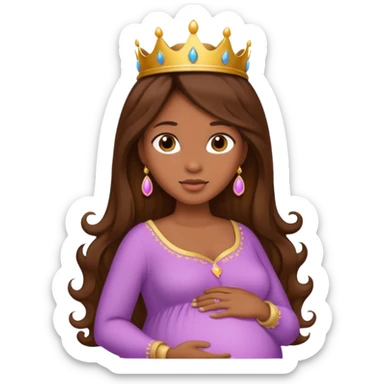Pregnant princess with brown long hair sticker