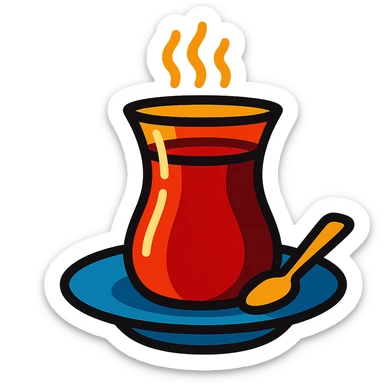 çay in a tulip glass with steam sticker