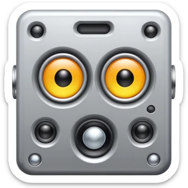 a speaker with eyes and buttons sticker