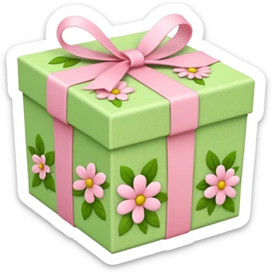 light green and light pink floral gift box sticker
