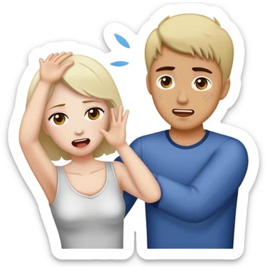 Woman throwing up on man sticker