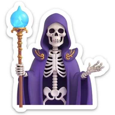 undead skeleton overlord with magical staff sticker
