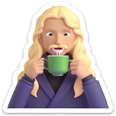 long blonde male sipping tea emote sticker