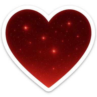 Modify the heart with a night sky gradient to red night theme with a red gradient, more stars, and a soft glow. Remove the background entirely  sticker