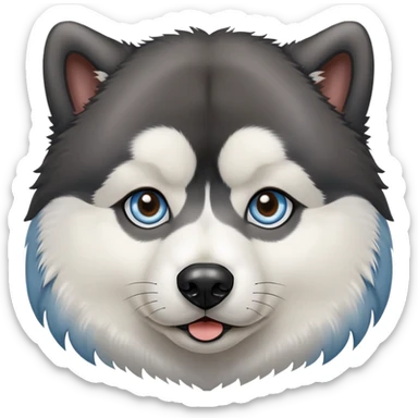 Black Alaskan Malamute dog with heterochromia, one brown eye and one light blue eye sticker