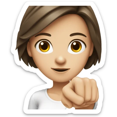 White girl brunette pointing finger at you sticker